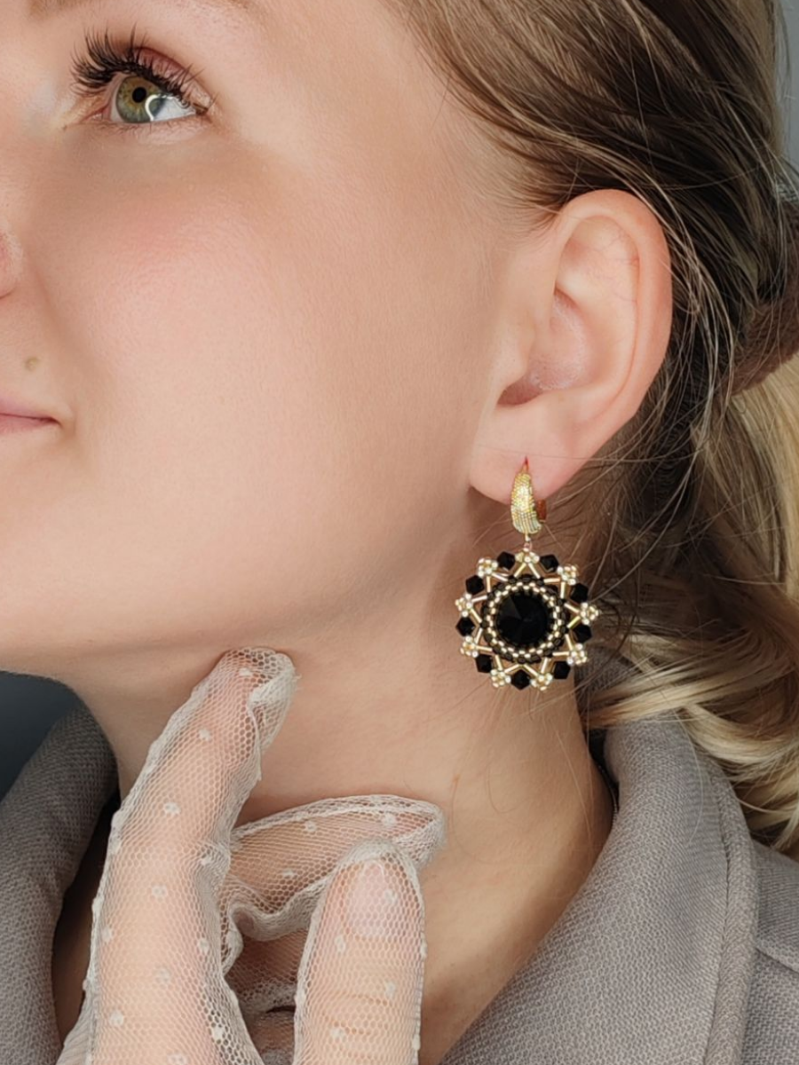 

Серьги из латуни MaLiTa Солнце, swarovski/бисер/стекло/хрусталь, Солнце