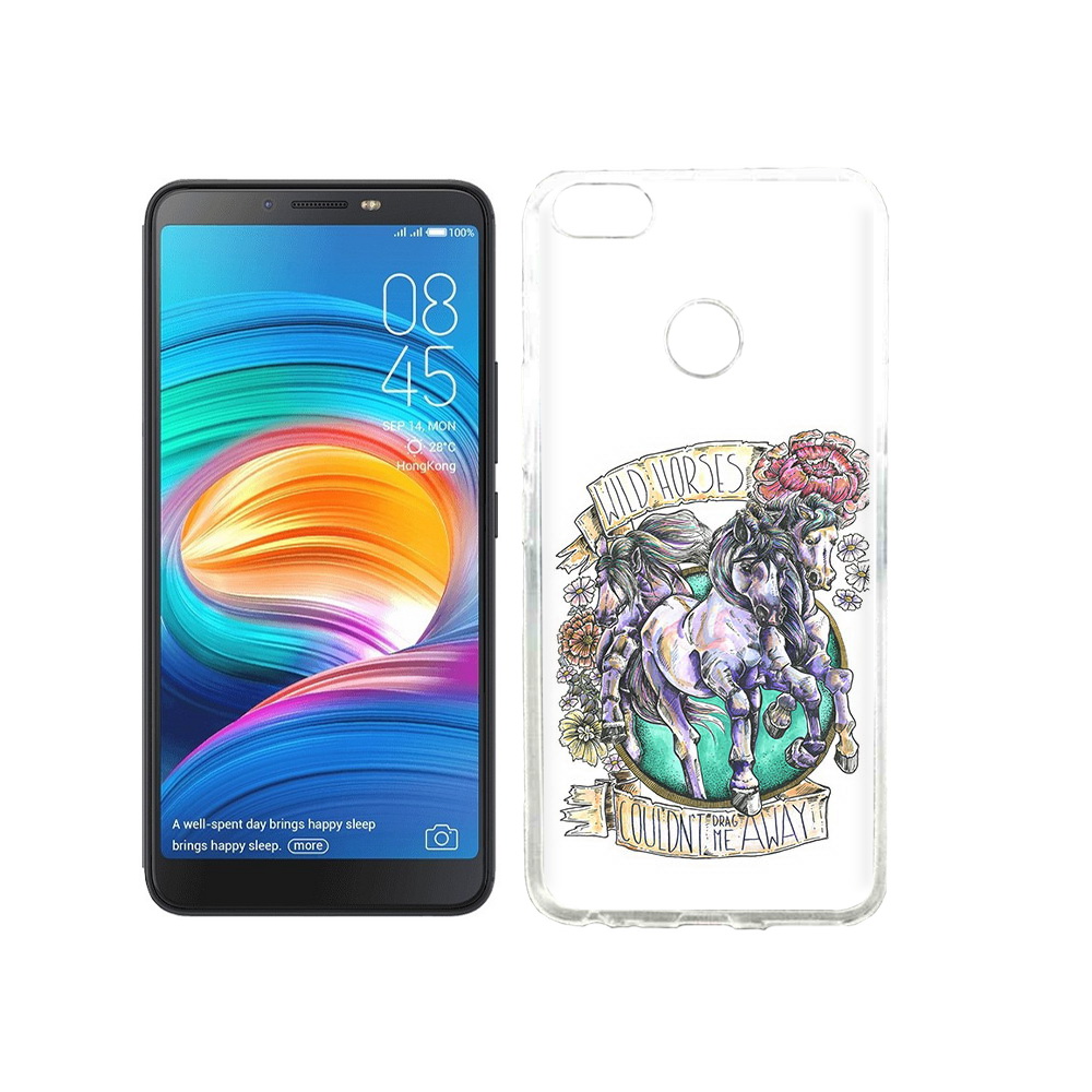 

Чехол MyPads Tocco для Tecno Camon X рисунок коней в цветах, Прозрачный, Tocco