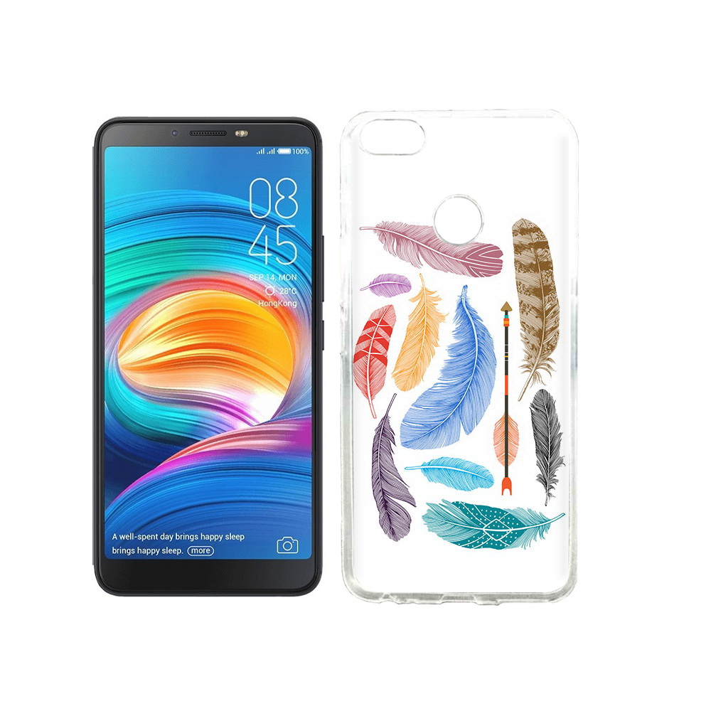 

Чехол MyPads Tocco для Tecno Camon X разноцветные перья, Прозрачный, Tocco