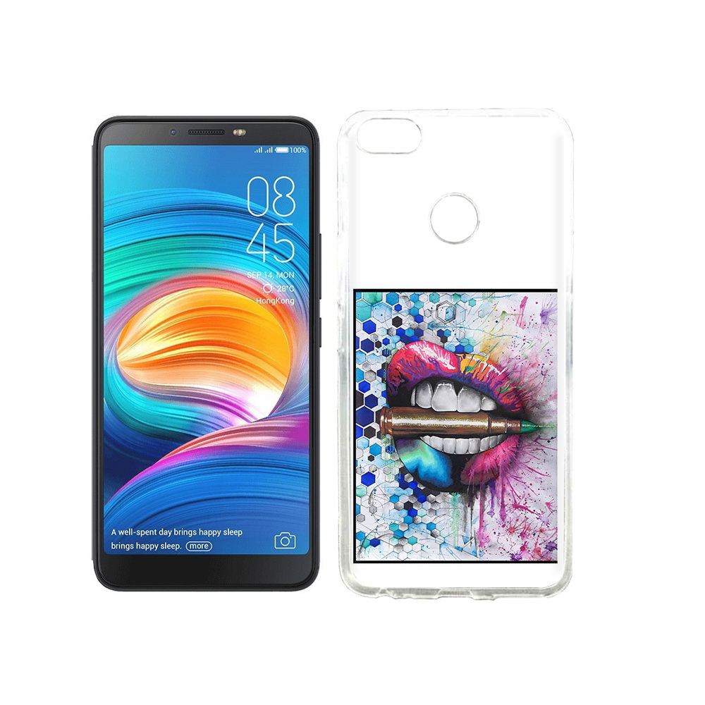 

Чехол MyPads Tocco для Tecno Camon X разноцветные губы с пулей, Прозрачный, Tocco