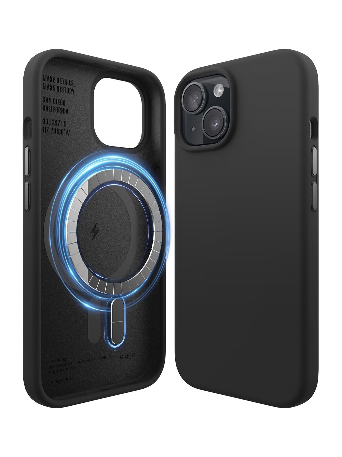 

Чехол Elago для iPhone 15 силиконовый Liquid silicone с MagSafe, черный