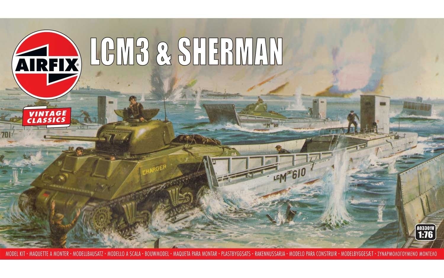 фото A03301v сборные модели десантного катера и танка lcm3 sherman airfix
