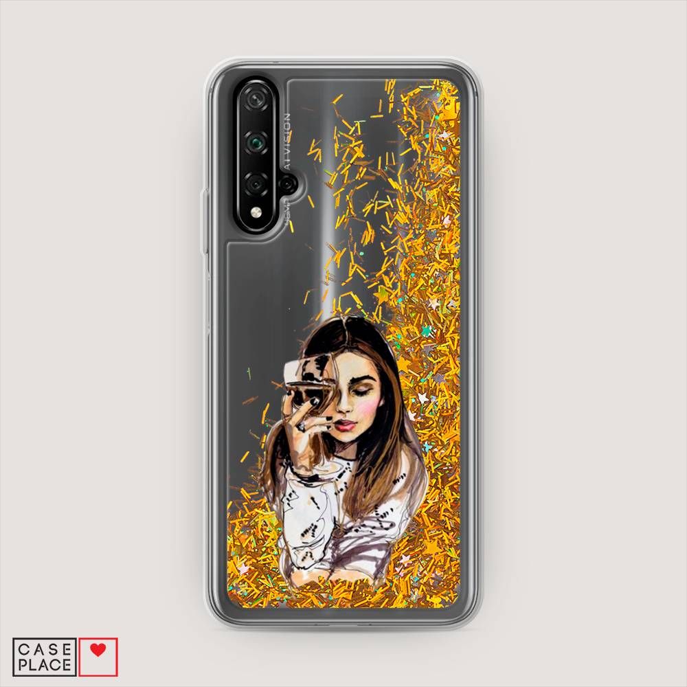 фото Чехол awog "девушка с бокалом" для honor 20