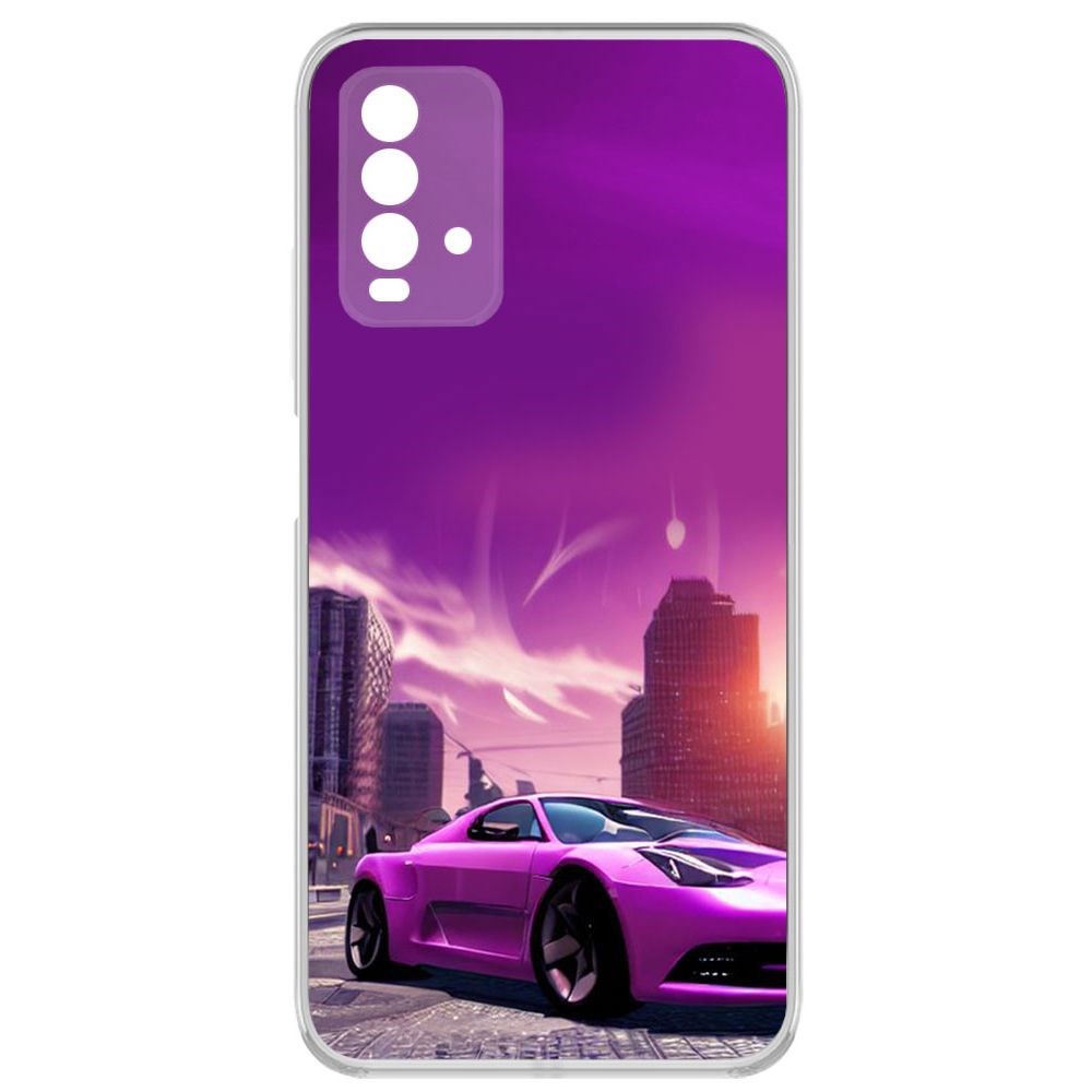 Чехол-накладка Krutoff Clear Case Розовое авто для Xiaomi Redmi 9T