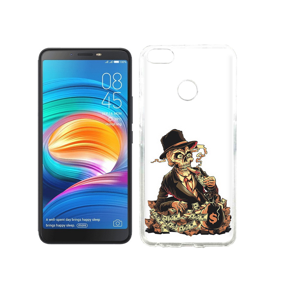 

Чехол MyPads Tocco для Tecno Camon X нарисованный череп с сигаретой, Прозрачный, Tocco