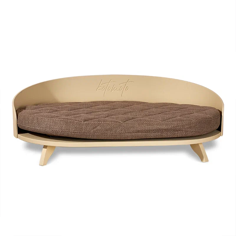 Лежанка-диван для домашних животных Котомото, бежевый, МДФ, текстиль, 48х80х20 см