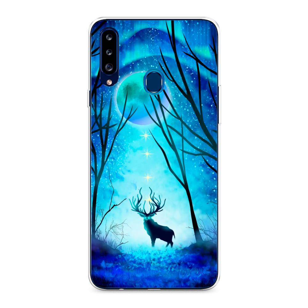 

Чехол на Samsung Galaxy A20s "Олень северное сияние", Синий;черный;голубой, 2100850-1