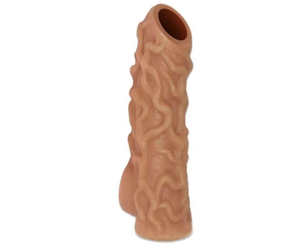 Интимная насадка KOKOS Nude Sleeve S с венками и открытой головкой телесная 10 см