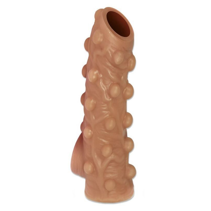 Интимная насадка KOKOS Nude Sleeve S с бугорками и открытой головкой телесная 10 см