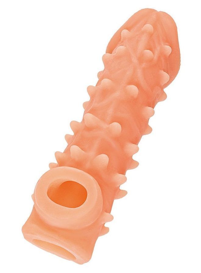 Интимная насадка KOKOS Cock Sleeve Size L закрытая с пупырышками телесная 17,6 см