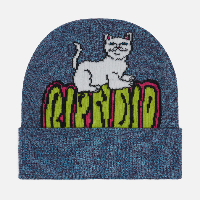 фото Шапка мужская ripndip psychedelic beanie синяя, one size