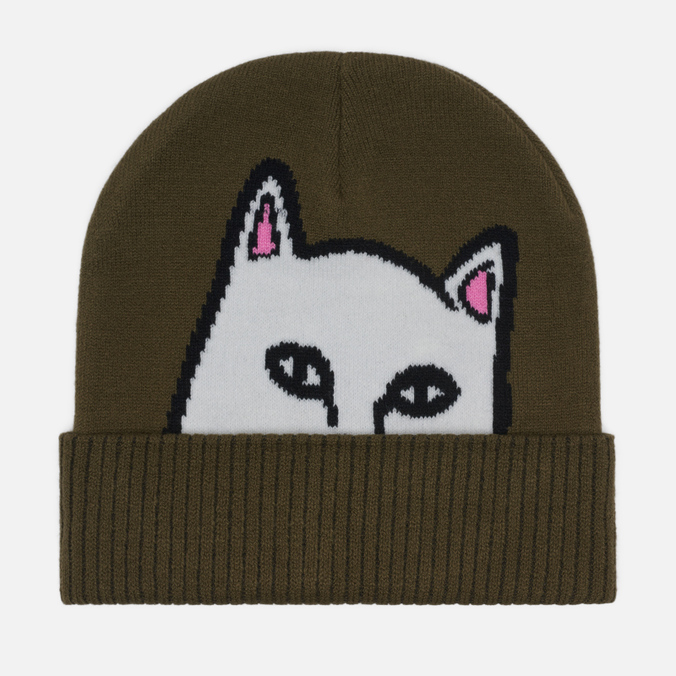 фото Шапка мужская ripndip peeking nermal beanie оливковая, one size