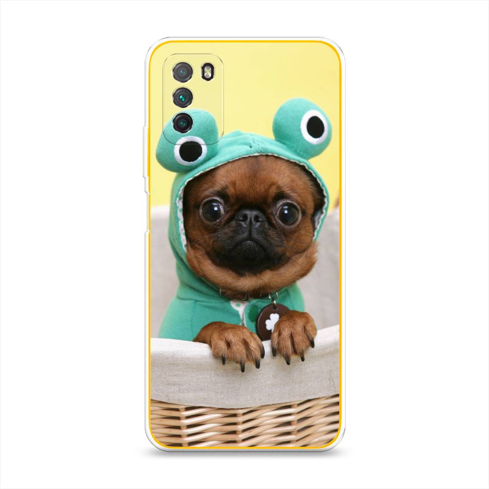 

Чехол на Xiaomi Poco M3 "Собачка в шапке лягушки", Коричневый;желтый;голубой, 39550-1