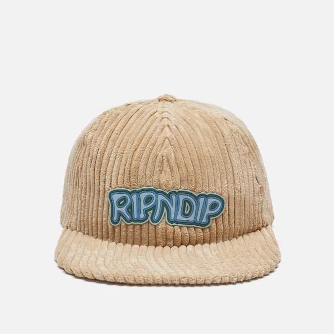 фото Бейсболка мужская ripndip intertwined 6 panel corduroy бежевая, one size