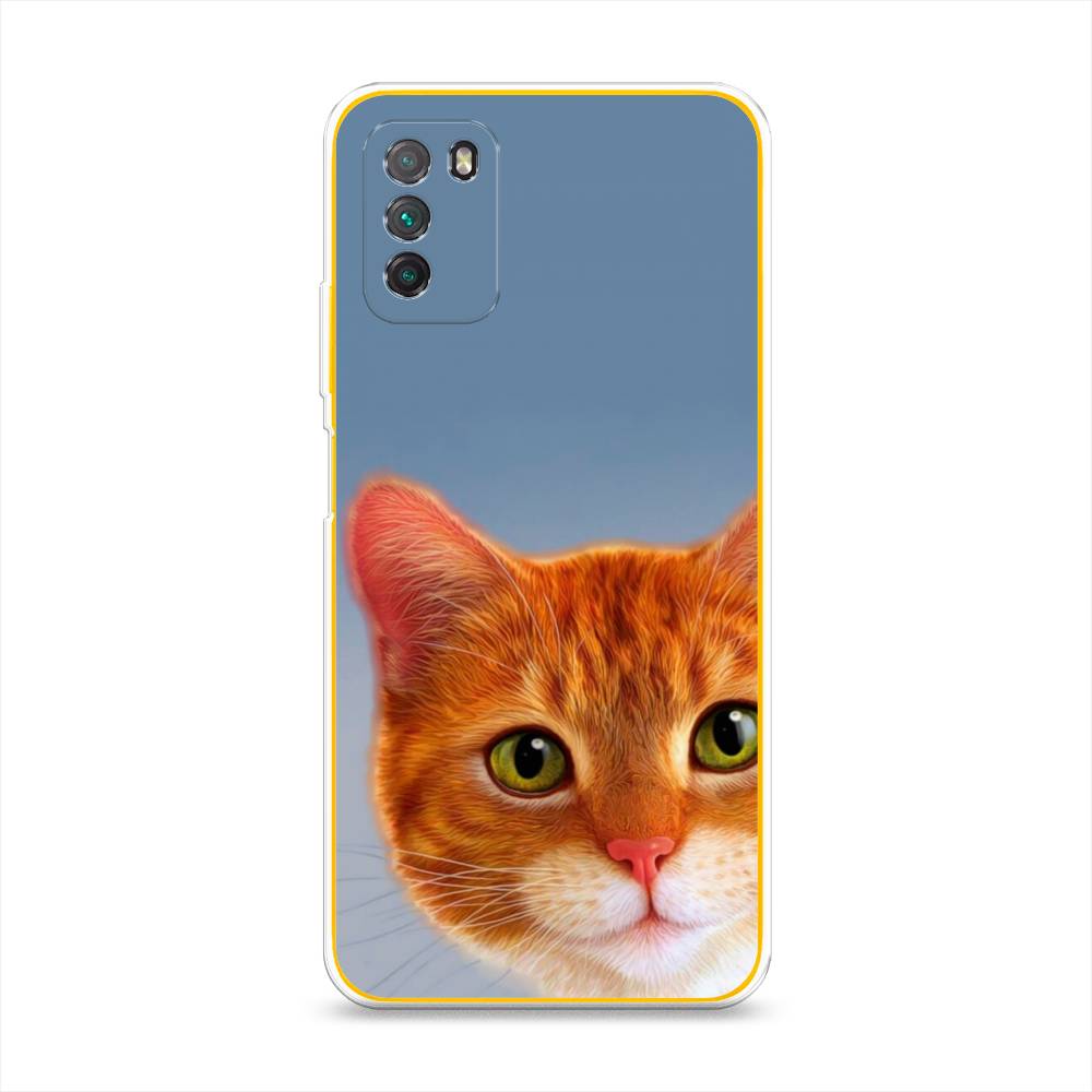 

Чехол на Xiaomi Poco M3 "Любопытный котик", Коричневый, 39550-1