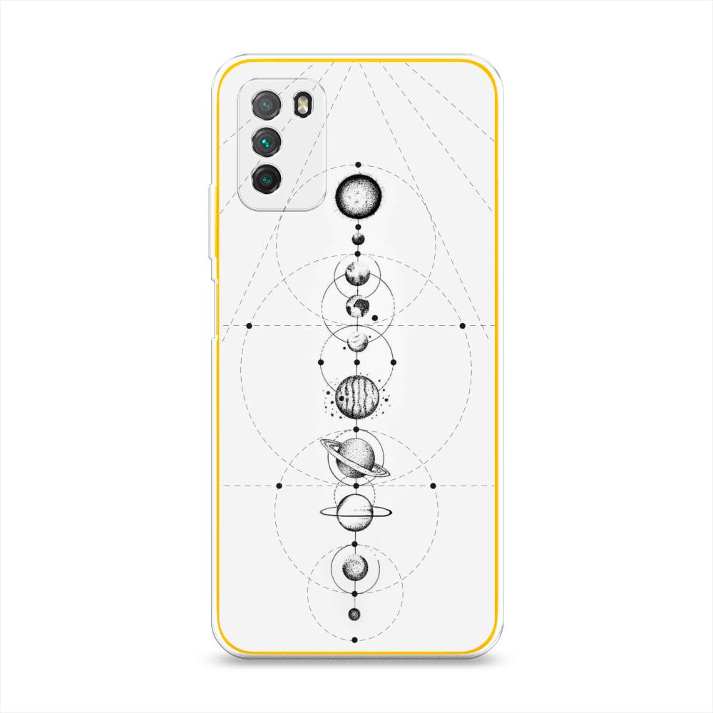 

Чехол на Xiaomi Poco M3 "Парад планет", Серый, 39550-2