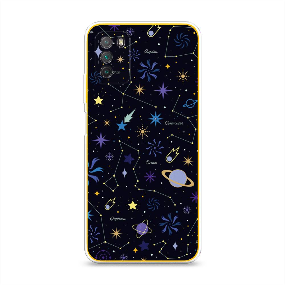 

Чехол на Xiaomi Poco M3 "Цветной космос", Желтый, 39550-2