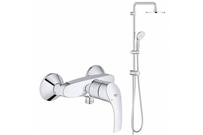 фото Душевой комплект grohe new tempesta 200 со смесителем, хром (124410)