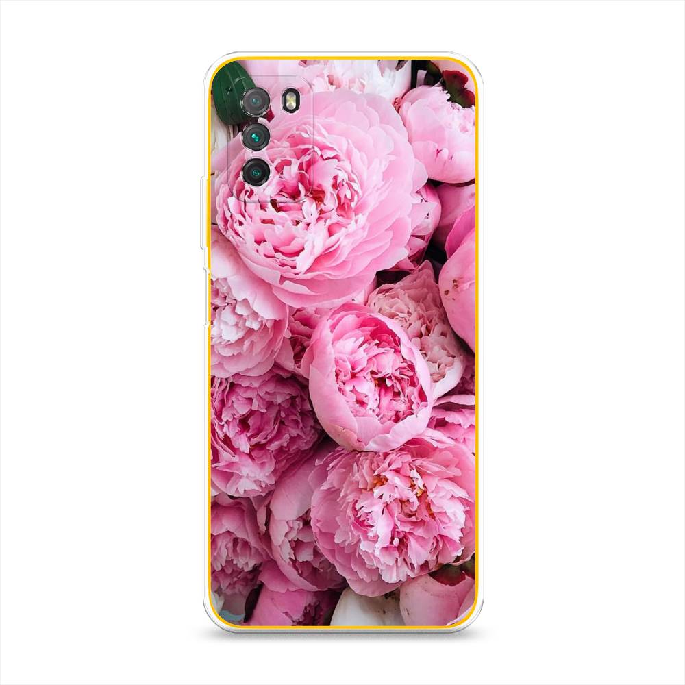 

Чехол на Xiaomi Poco M3 "Розовые пионы", Бежевый;розовый, 39550-2