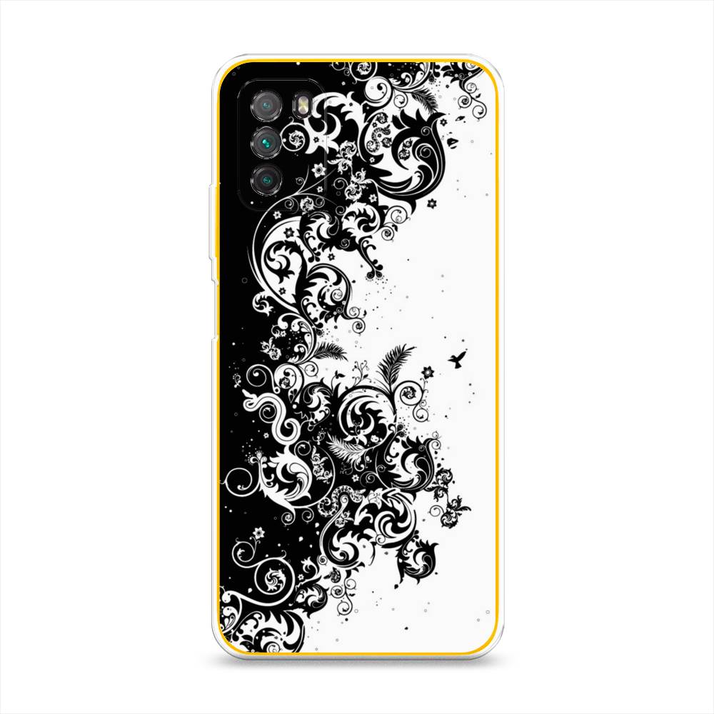 

Чехол на Xiaomi Poco M3 "Черно белый узор", Белый;черный;серый, 39550-3