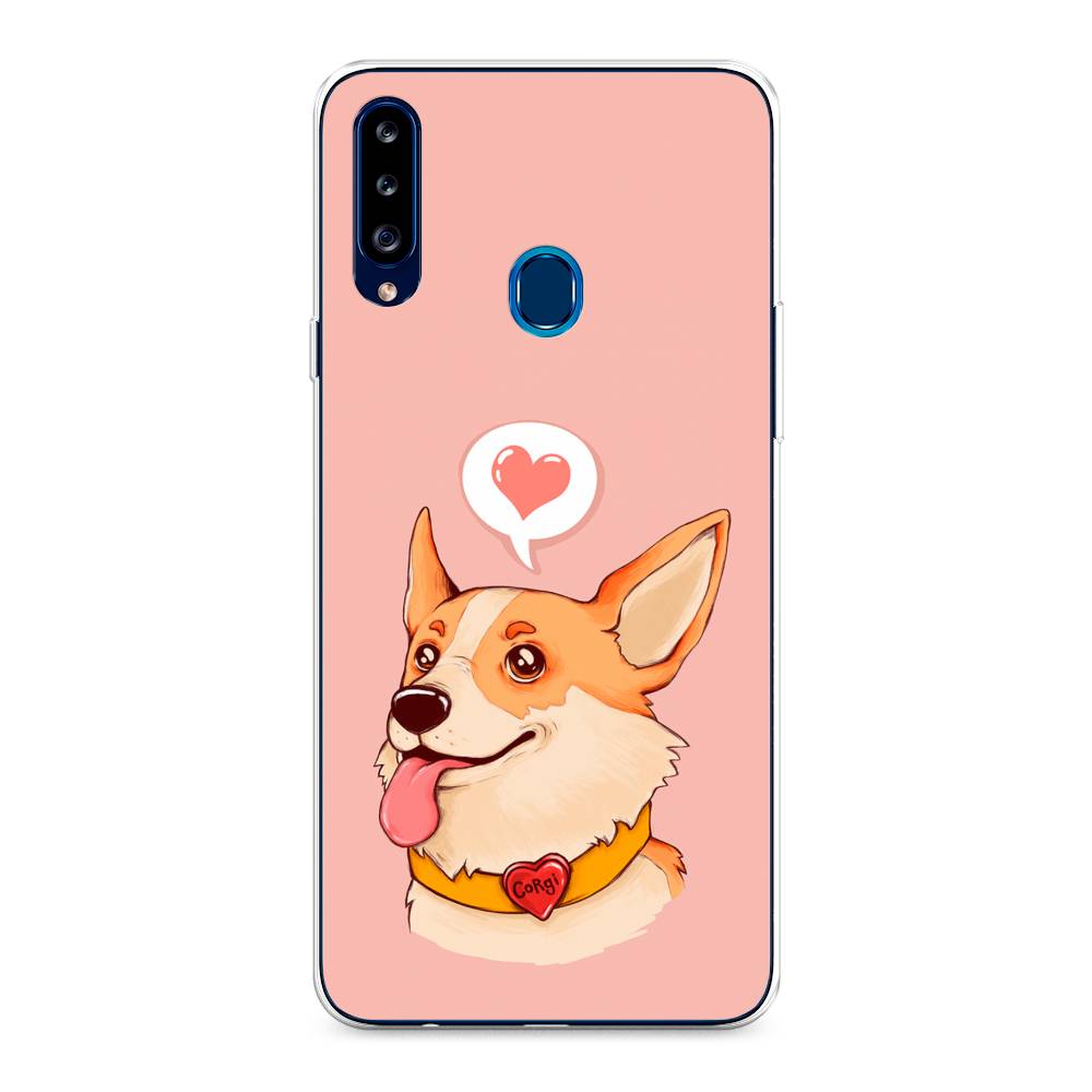 

Чехол на Samsung Galaxy A20s "Корги язык", Розовый;коричневый, 2100850-1