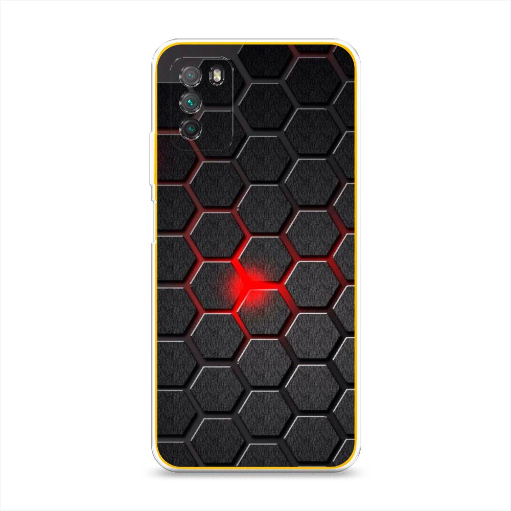 

Чехол на Xiaomi Poco M3 "Соты красные", Красный;черный;серый, 39550-3