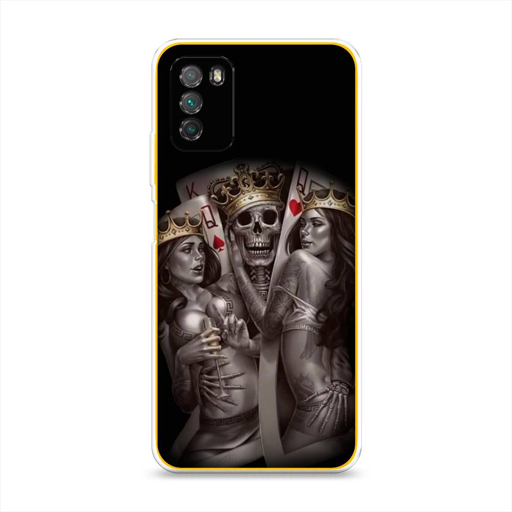 

Чехол на Xiaomi Poco M3 "Карты король и королевы", Серый;желтый, 39550-6