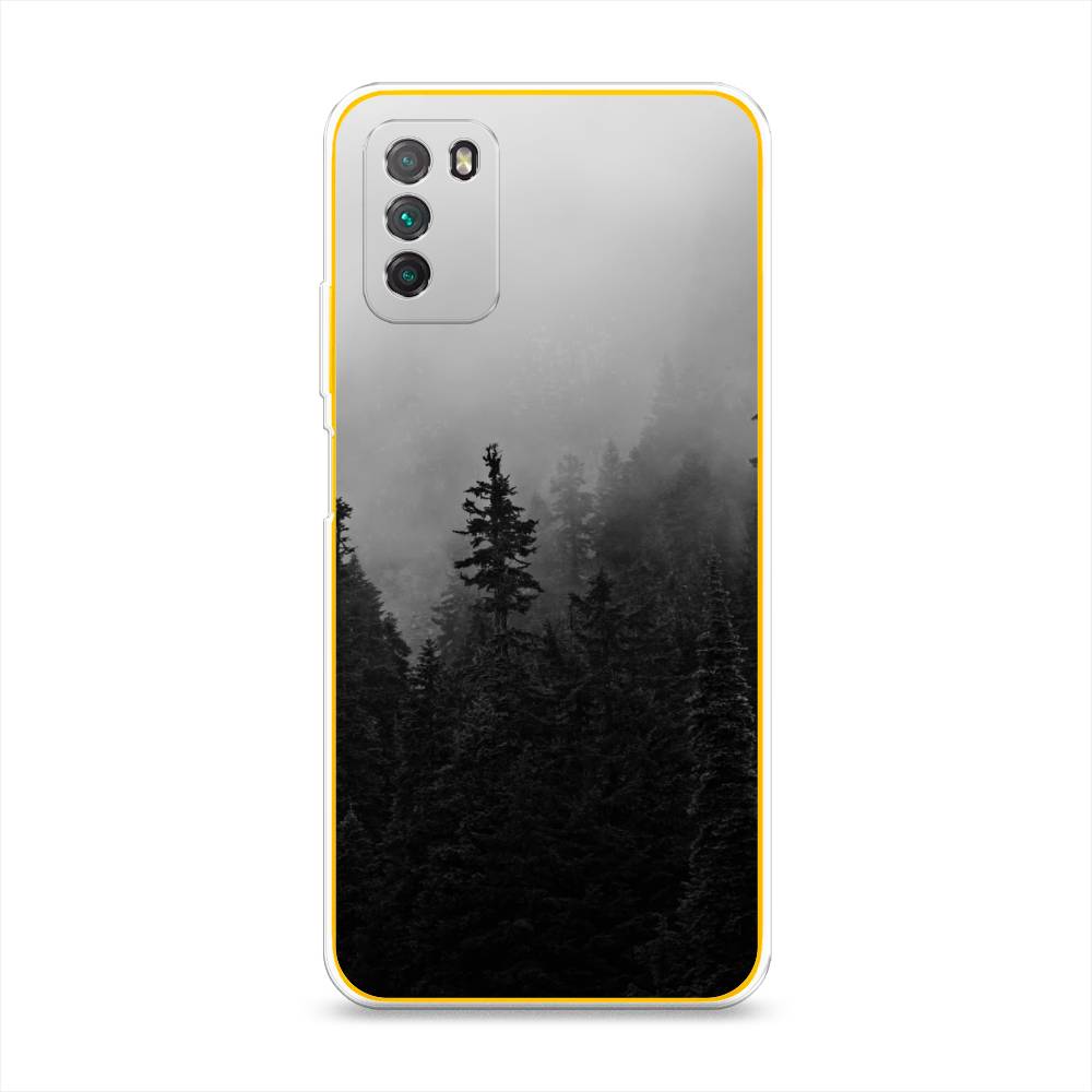 

Чехол на Xiaomi Poco M3 "Туманный лес", Серый;черный, 39550-2