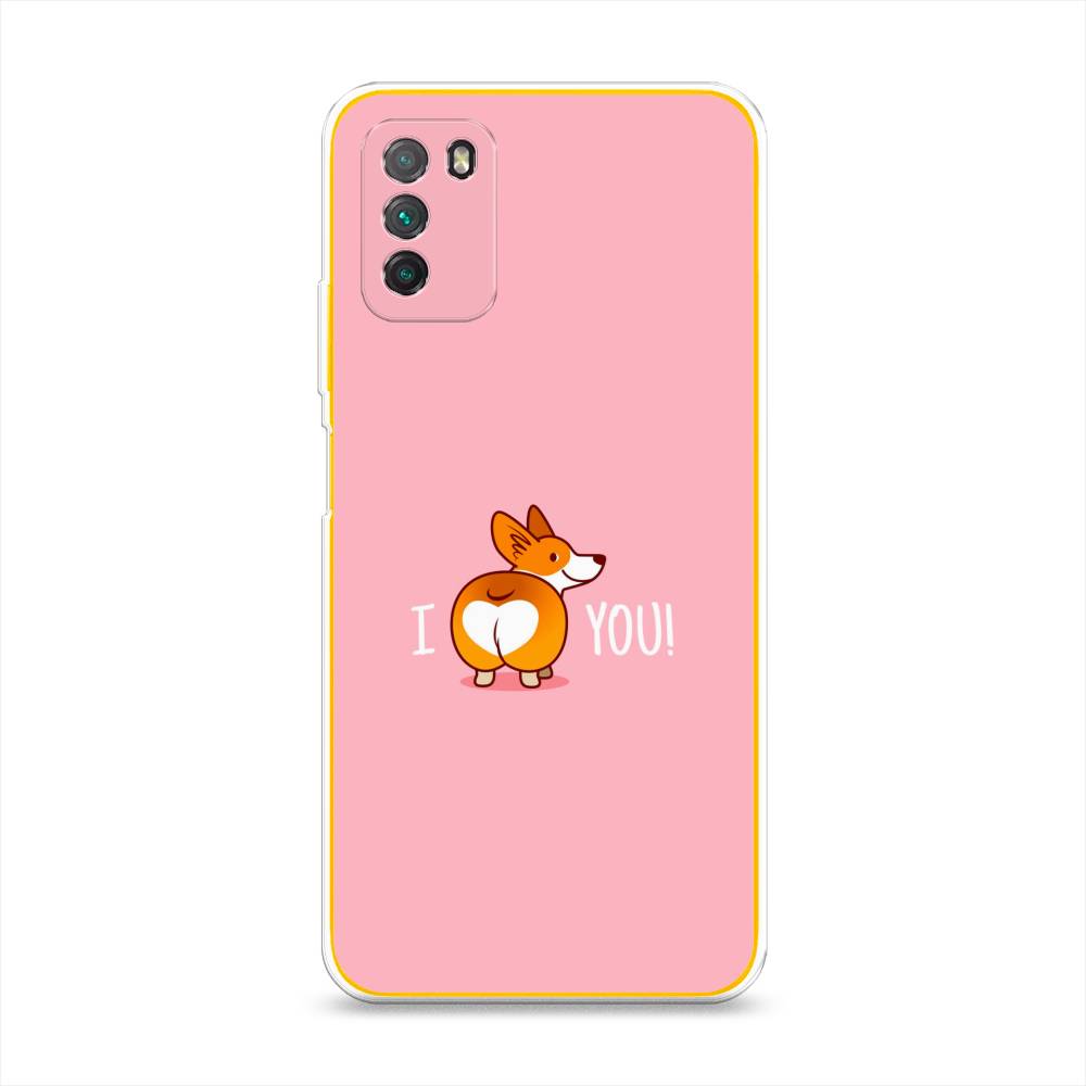 

Чехол на Xiaomi Poco M3 "Корги I love you", Розовый;коричневый;белый, 39550-1