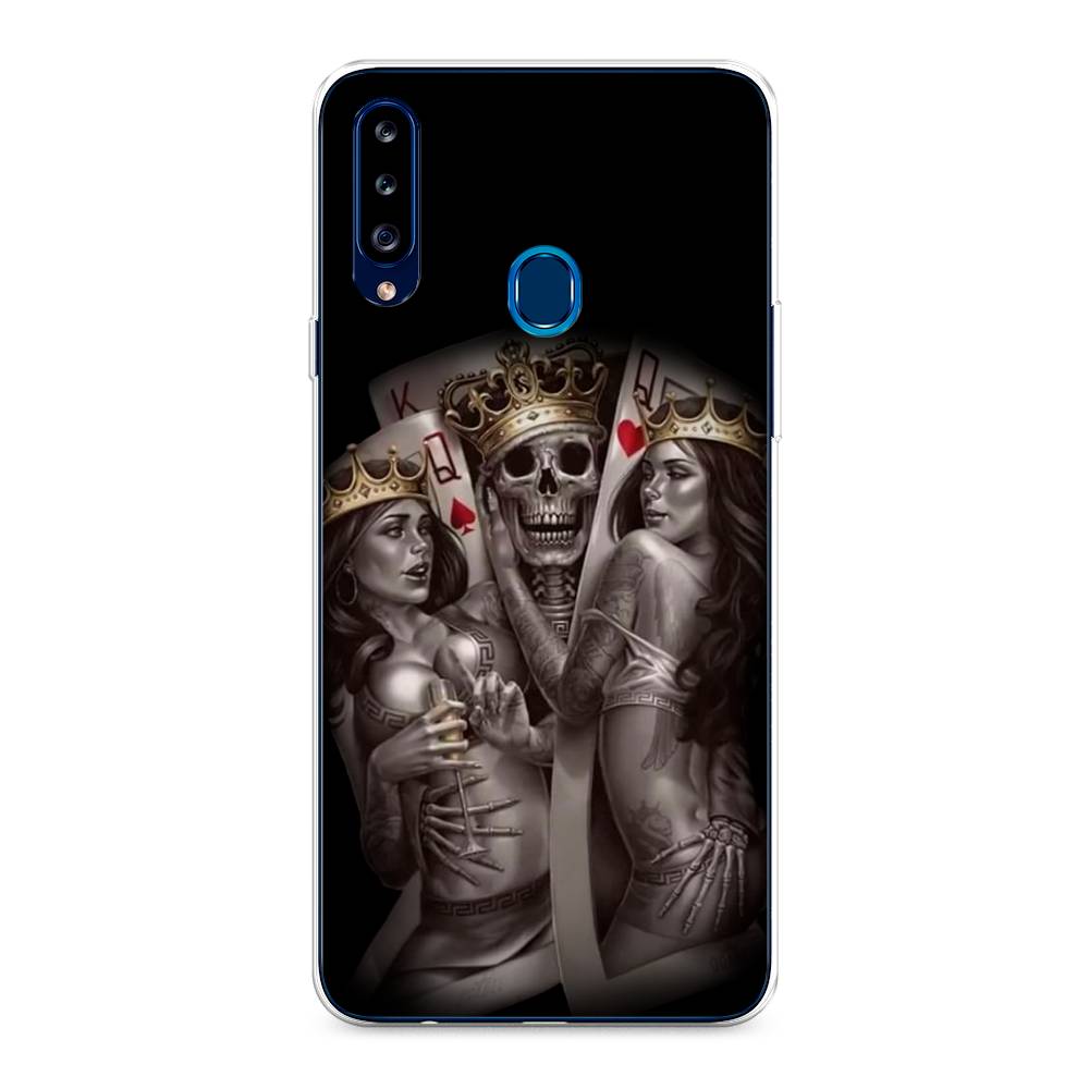 

Чехол для Samsung Galaxy A20s "Карты король и королевы", Серый;желтый, 2100850-6