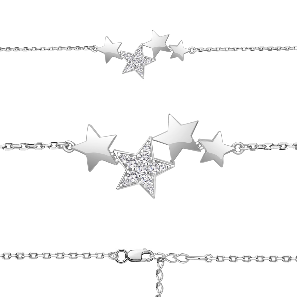 

Браслет из серебра с фианитом Aquamarine Aquamarine 74628А_925_р р. 15, 74628А_925_р