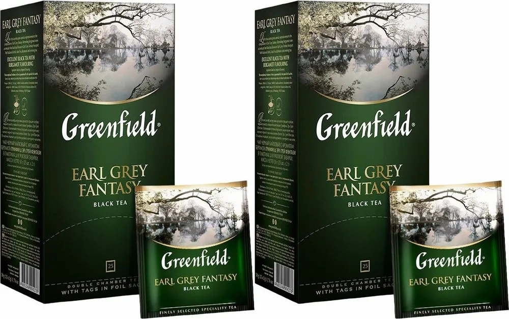 

Чай Greenfield в пакетиках Earl Grey Fantasy Бергамот, черный, 25 пакетиков х 2 шт, бергамот
