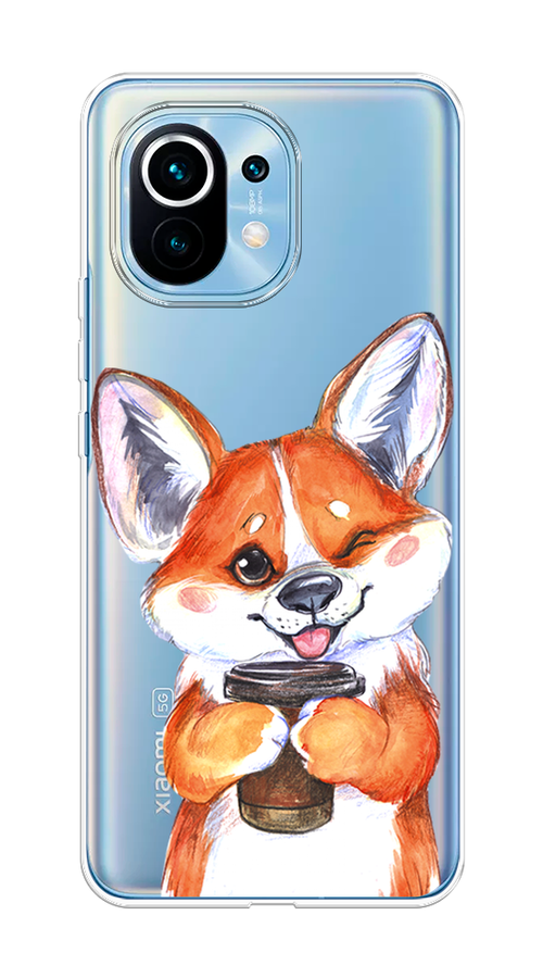 

Чехол на Xiaomi Mi 11 "Корги с кофе", Оранжевый;белый, 39450-4