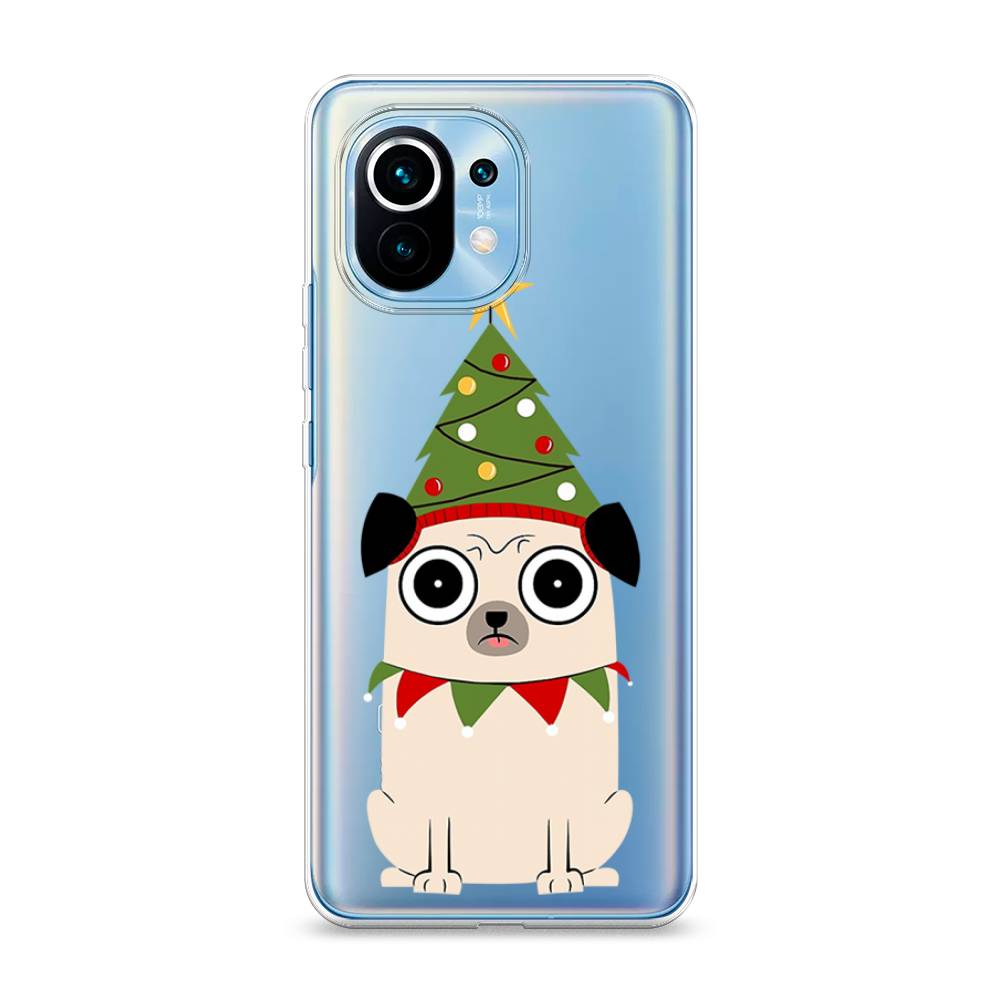 

Чехол на Xiaomi Mi 11 "Собачка с ёлочкой", Бежевый;красный;зеленый, 39450-1
