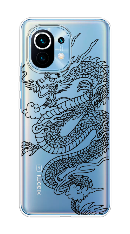 

Чехол на Xiaomi Mi 11 "Большой китайский дракон", Черный;серый, 39450-1