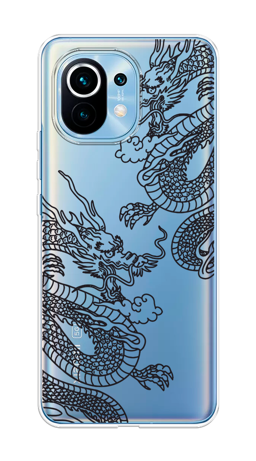 

Чехол на Xiaomi Mi 11 "Два китайских дракона", Серый;черный, 39450-1