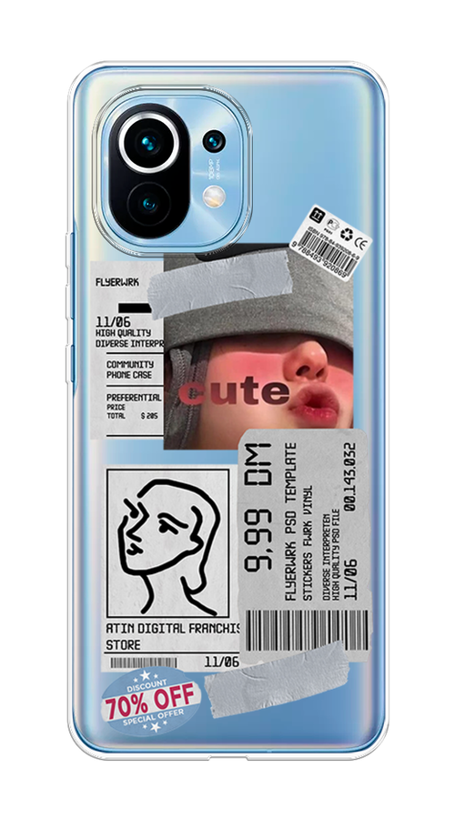 

Чехол на Xiaomi Mi 11 "Cute girl collage", Розовый;серый;голубой, 39450-6
