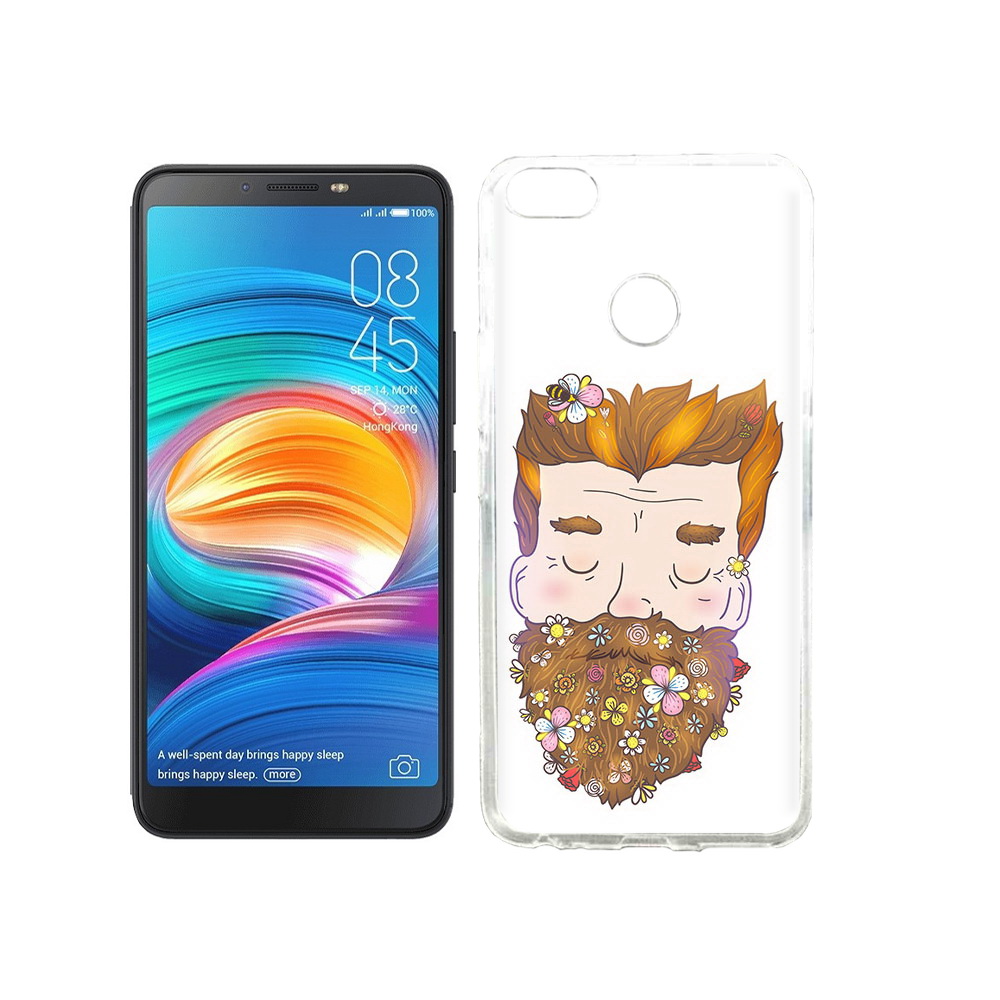 

Чехол MyPads Tocco для Tecno Camon X мужчина с цветами в бороде, Прозрачный, Tocco