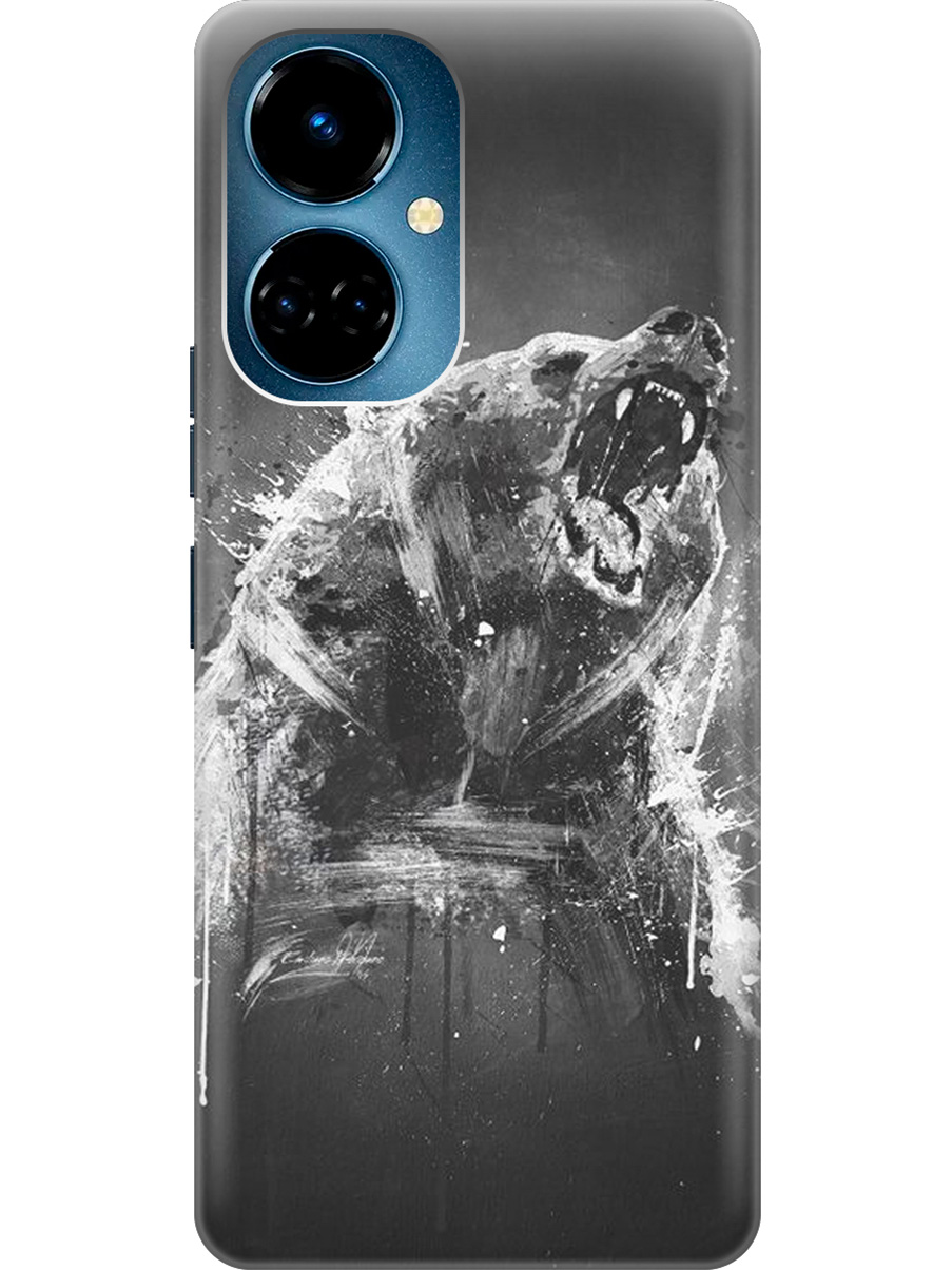 

Силиконовый чехол на Tecno Camon 19 / 19 Pro с рисунком "Разъяренный медведь", Коричневый;серый;черный, 20011877