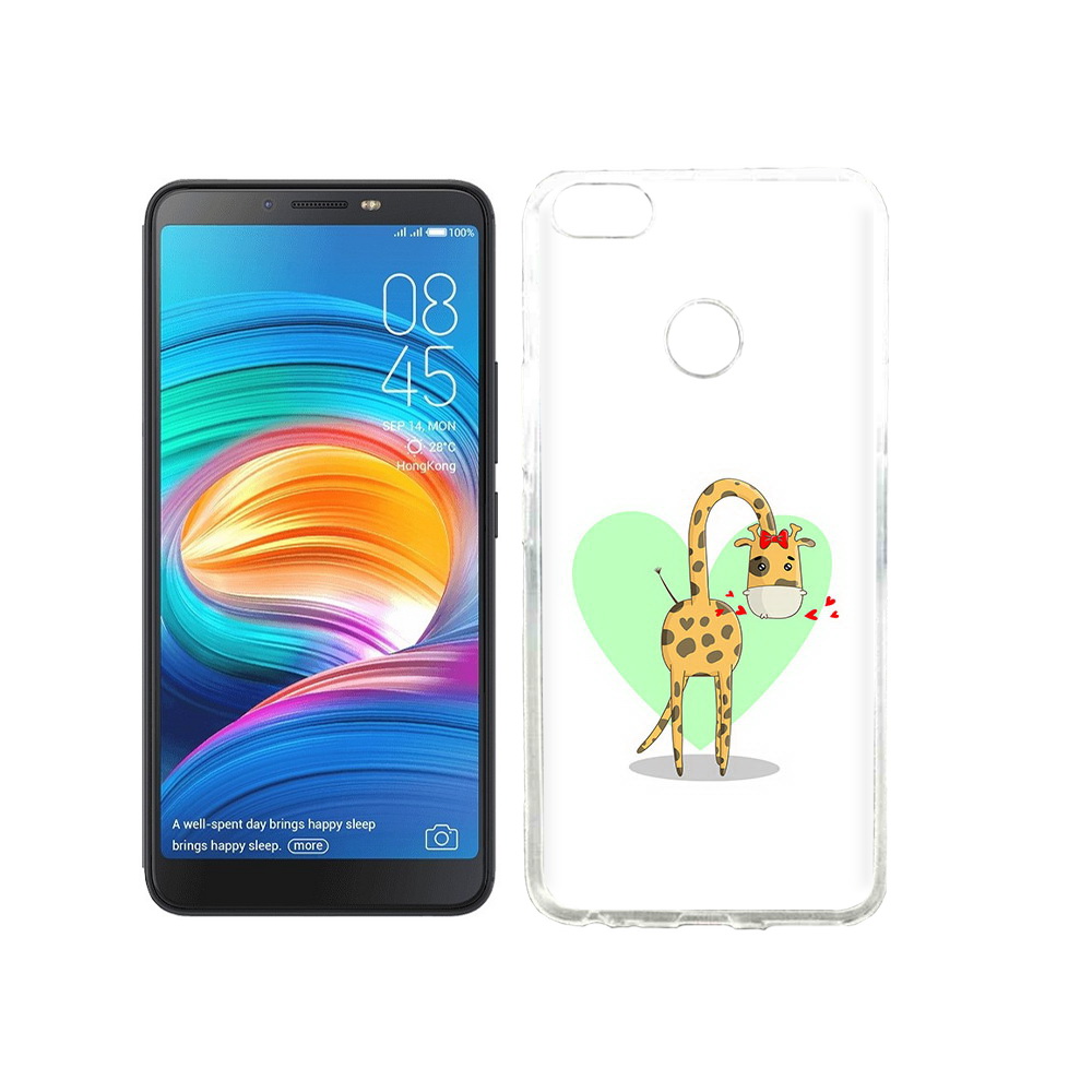 

Чехол MyPads Tocco для Tecno Camon X Влюбленный жираф 14 февраля, Прозрачный, Tocco