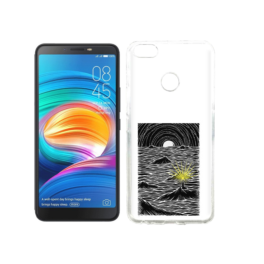 

Чехол MyPads Tocco для Tecno Camon X маяк в черно белом море, Прозрачный, Tocco