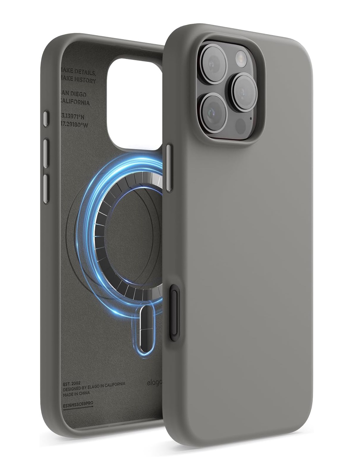 

Чехол Elago для iPhone 16 Pro силиконовый Liquid silicone с MagSafe, серый
