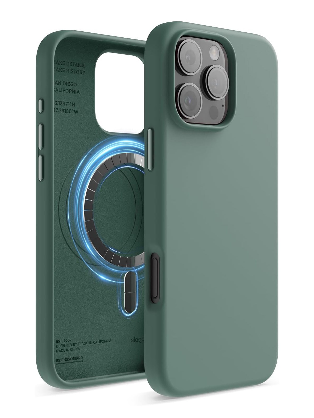 

Чехол Elago для iPhone 16 Pro силиконовый Liquid silicone с MagSafe, зеленый