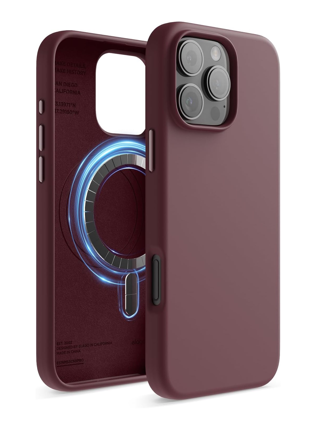 

Чехол Elago для iPhone 16 Pro силиконовый Liquid silicone с MagSafe, бордовый