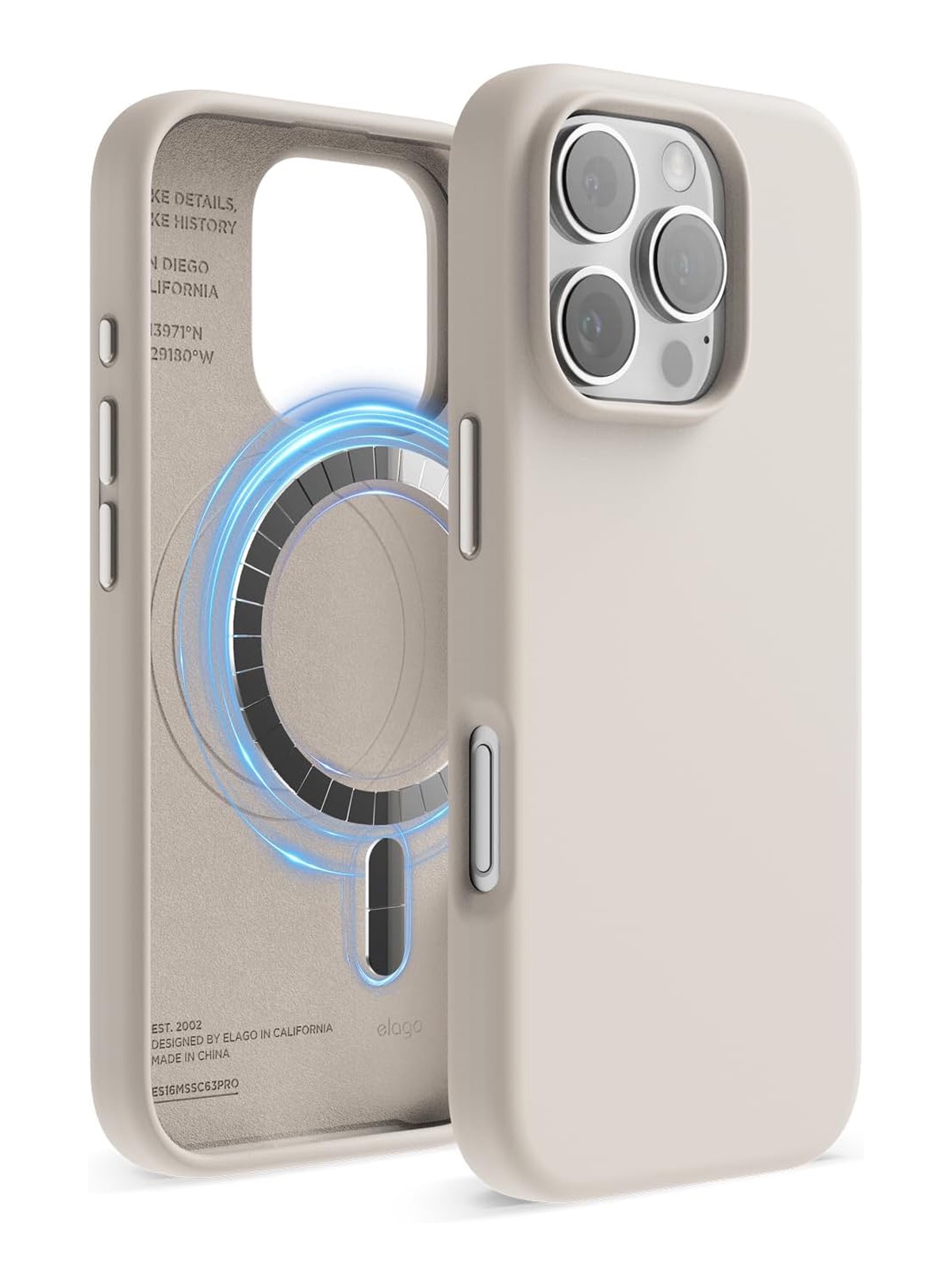 

Чехол Elago для iPhone 16 Pro Max силиконовый Liquid silicone с MagSafe, бежевый