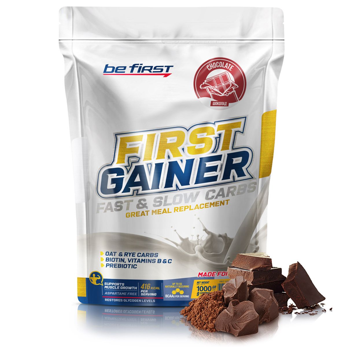 Гейнер Be First Gainer Fast Slow Carbs 1000 г chocolate 1780₽