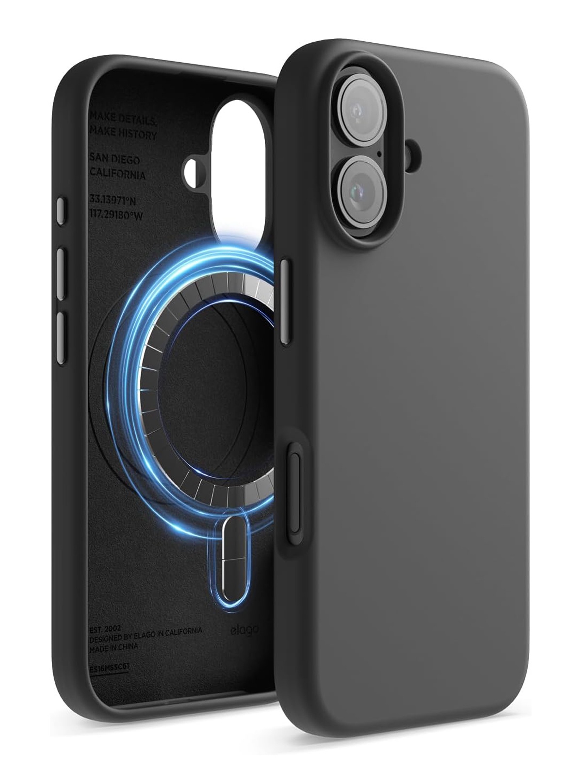 

Чехол Elago для iPhone 16 силиконовый Liquid silicone с MagSafe, черный