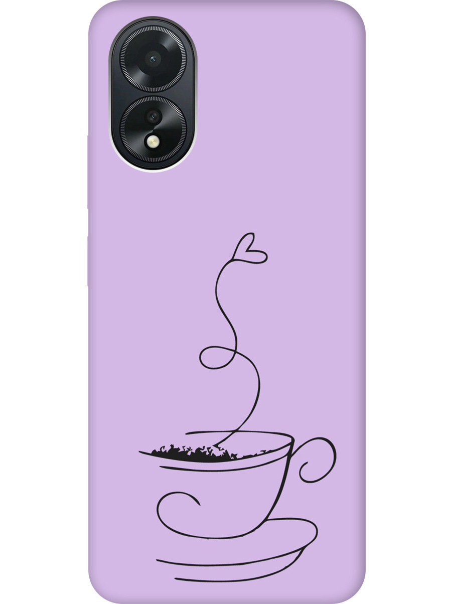 

Силиконовый чехол на Oppo A18 / A38 с рисунком "Coffee Love" Soft Touch сиреневый, Фиолетовый;черный, 20011876