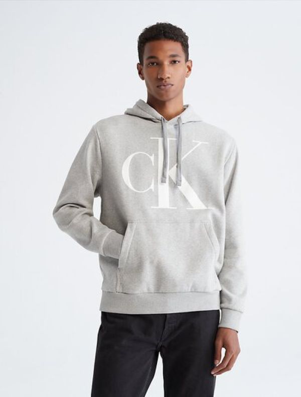 Худи Calvin Klein Monogram Fleece Hoodie для мужчин, размер 2XL, 40JM835, серый