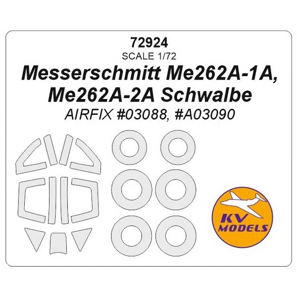 

72924KV Messerschmitt Me262A-1A, Me262A-2A Schwalbe AIRFIX 03088, A03090 маски на диски, Однотонный